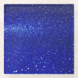 Shimmering Blue Glitter Canvas Glass Coaster