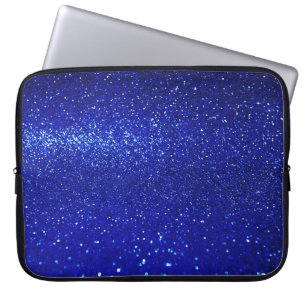 Shimmering Blue Glitter Canvas Laptop Sleeve