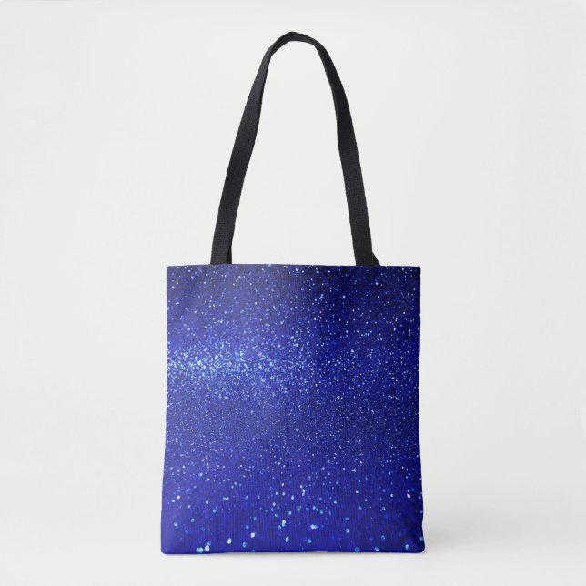 Shimmering Blue Glitter Canvas Tote Bag (Front)