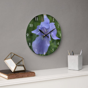 Shimmering Blue Iris Flower Wall Clock