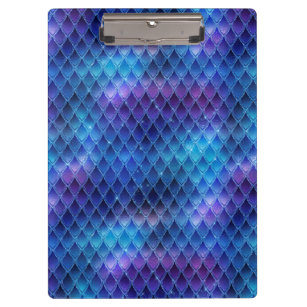 Shimmering Blue Ombre & Glitter Dragon Scales Clipboard