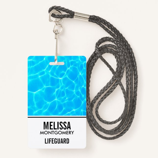 Shimmering Blue Pool Water Reflections Photo Badge (Front with Lanyard)