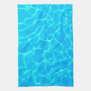 Shimmering Blue Pool Water Reflections Photo Kitchen Towel