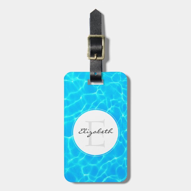 Shimmering Blue Pool Water Reflections Photo Luggage Tag (Front Vertical)