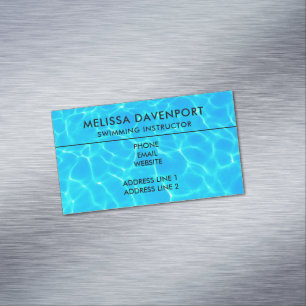 Shimmering Blue Pool Water Reflections Photo Magnetic Business Card