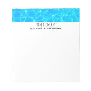 Shimmering Blue Pool Water Reflections Photo Notepad