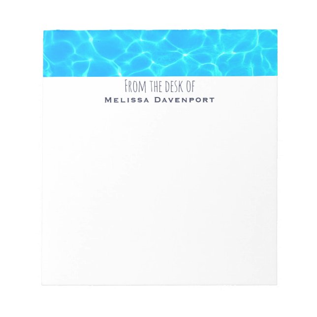 Shimmering Blue Pool Water Reflections Photo Notepad (Front)