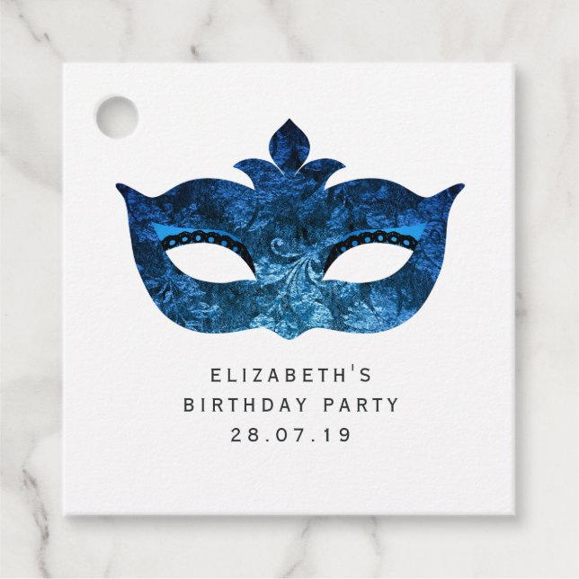 Shimmering Blue Velvet Debutante Favour Tags (Front)