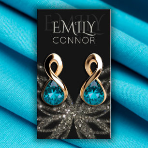 Shimmering Butterfly Modern Black Earring Display Business Card