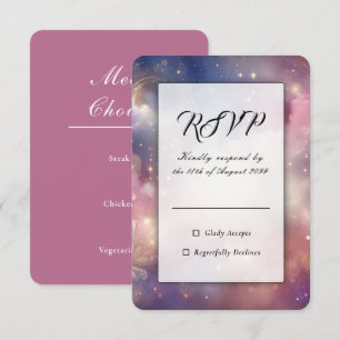 Shimmering Celestial Stardust Skies Meal Choice RSVP Card