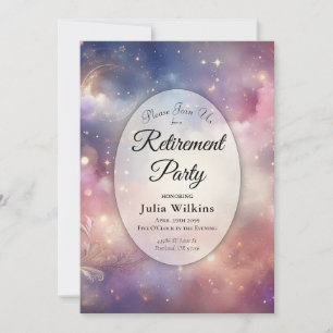 Shimmering Celestial Stardust Skies Retirement Invitation