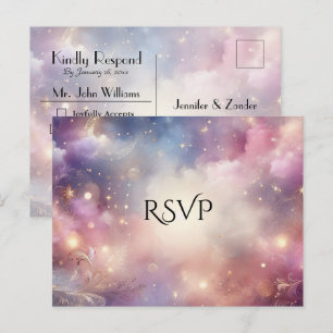 Shimmering Celestial Stardust Skies RSVP Postcard
