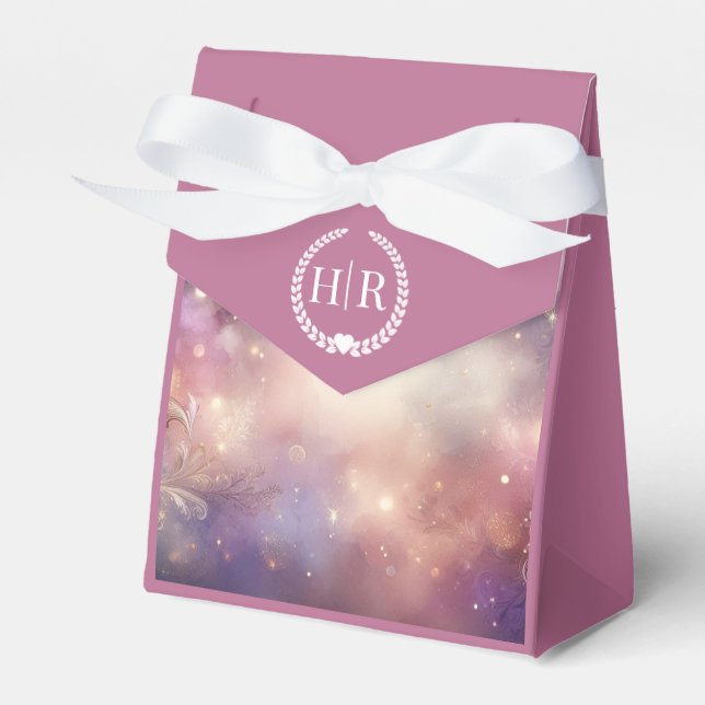 Shimmering Celestial Stardust Skies Wedding Favor Box (Front Side)