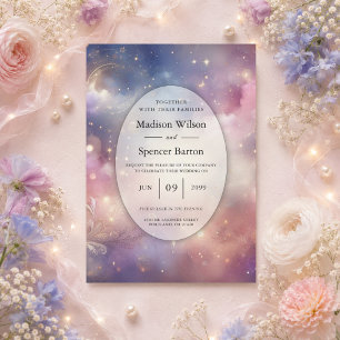 Shimmering Celestial Stardust Skies Wedding Invitation