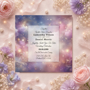 Shimmering Celestial Stardust Skies Wedding Invitation