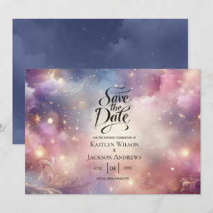 Shimmering Celestial Stardust Skies Wedding Save The Date