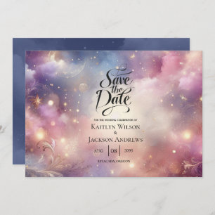 Shimmering Celestial Stardust Skies Wedding Save The Date