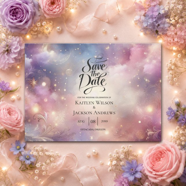 Shimmering Celestial Stardust Skies Wedding Save The Date (Creator Uploaded)