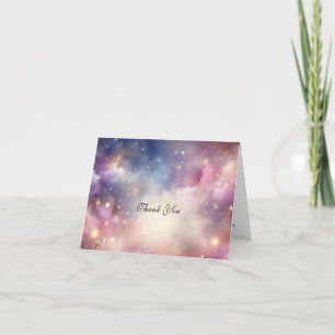 Shimmering Celestial Stardust Skies Wedding Thank You Card