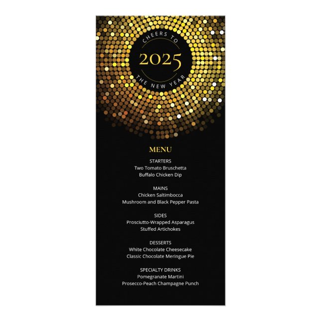 Shimmering Circle Lights New Year's Eve Menu (Front)