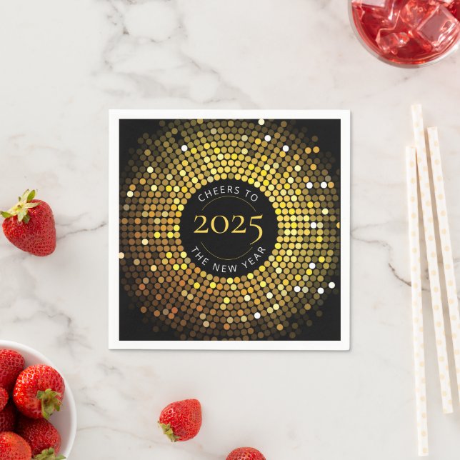 Shimmering Circle Lights New Year's Eve Napkin (Insitu)