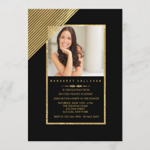 Shimmering Corner Stripes Photo Invitation