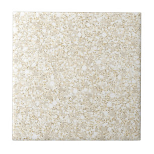Shimmering Cream and Gold Glitter Ceramic Tile