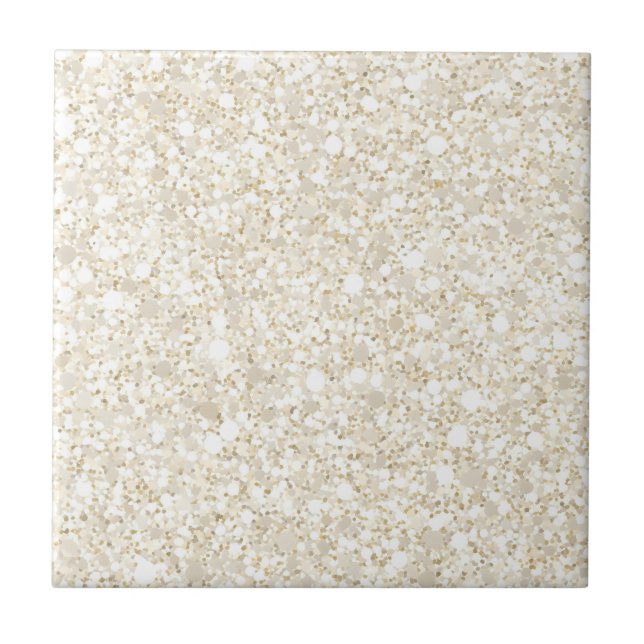Shimmering Cream and Gold Glitter Ceramic Tile (Front)