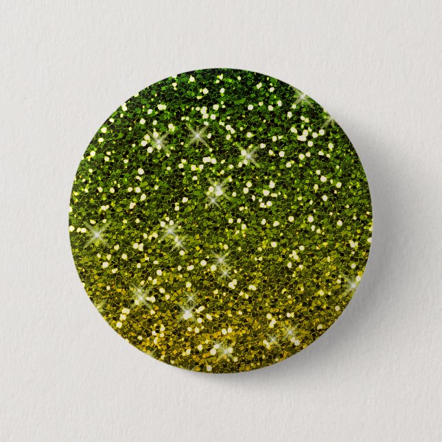 Shimmering Dark Green Gold Glitters 2 Inch Round Button (Front)