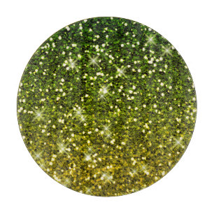 Shimmering Dark Green Gold Glitters Cutting Board