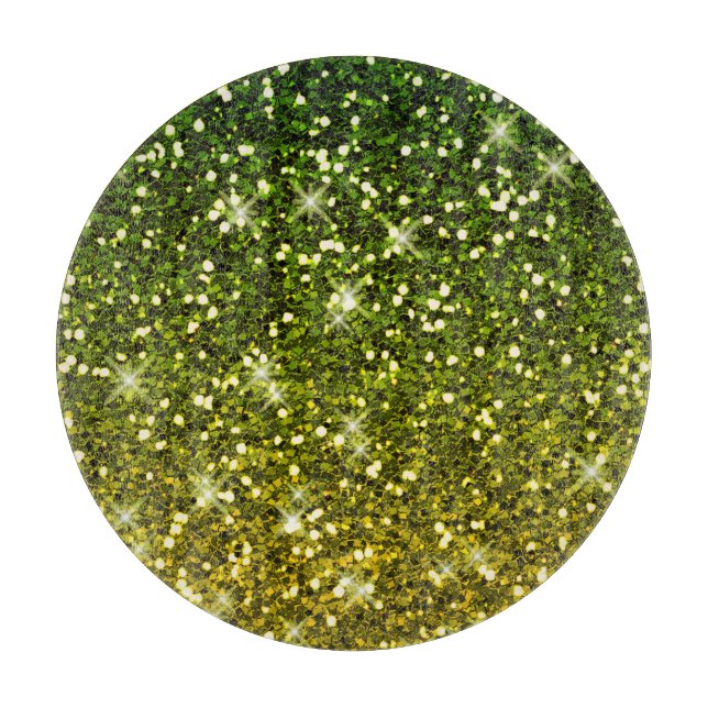 Shimmering Dark Green Gold Glitters Cutting Board (Front)