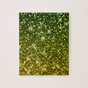 Shimmering Dark Green Gold Glitters Jigsaw Puzzle