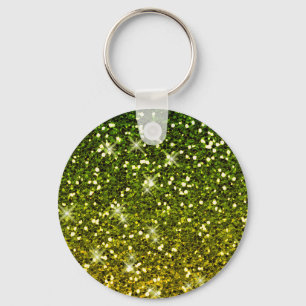 Shimmering Dark Green Gold Glitters Keychain