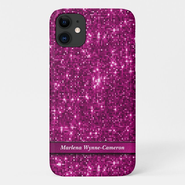 Shimmering “Disco Ball” Vivid Magenta Pink Glitter Case-Mate iPhone Case (Back)