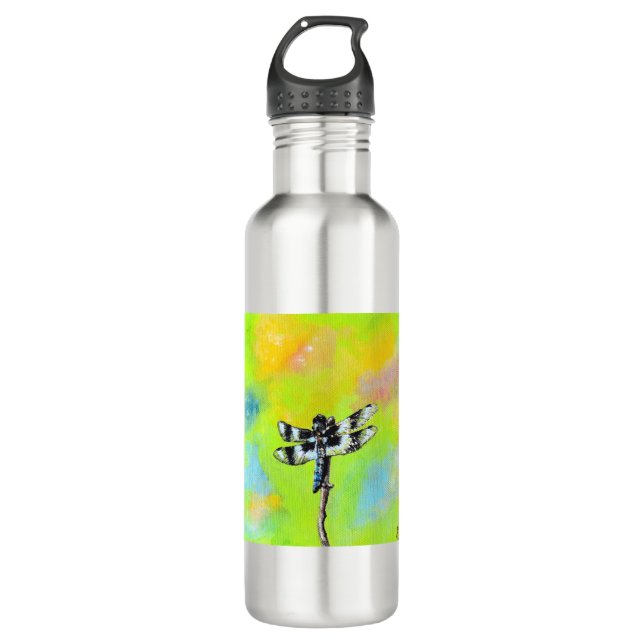 Shimmering Dragonfly Painting 710 Ml Water Bottle (Front)