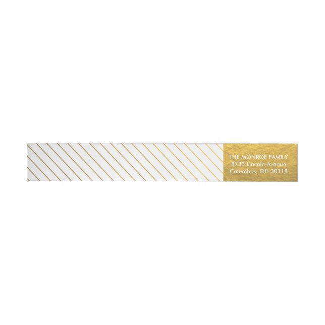 Shimmering Faux Gold Foil Stripes Address Labels (Individual)