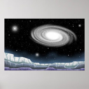 Shimmering galaxy as seen from a planet. poster