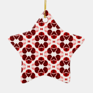 Shimmering Glam Christmas Star Ornament, Dark Red Ceramic Ornament
