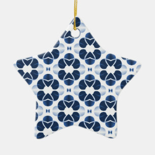 Shimmering Glam Star Ornament, Dark Blue Ceramic Ornament