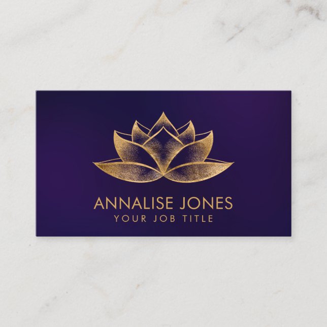 Shimmering Gold Lotus Flower  Business Card (Front)