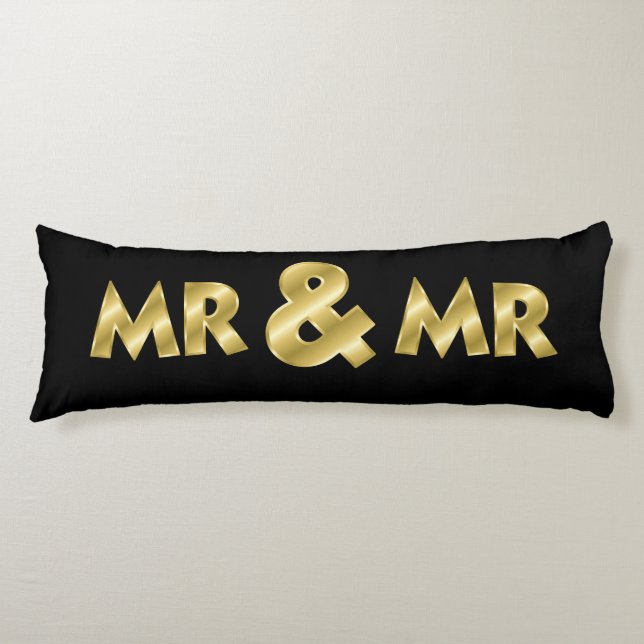 Shimmering Gold Mr & Mr Black Body Pillow (Front)