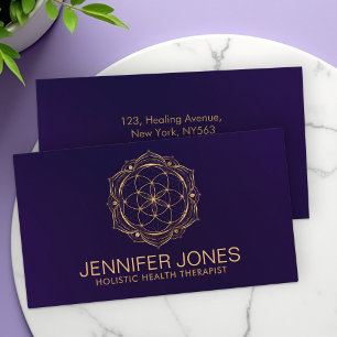 Shimmering gold Seed of life in lotus mandala Business Card