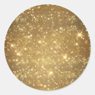 Shimmering Golden Glitter Classic Round Sticker