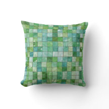 Shimmering Green Chequered Throw Pillow