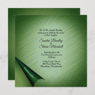 Shimmering Green Turn of the Page Invitation
