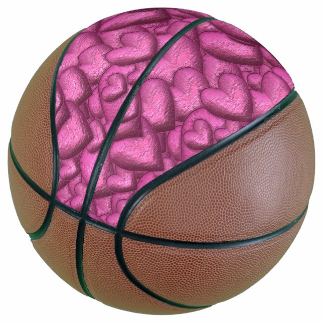 Shimmering hearts pink basketball (Angled)