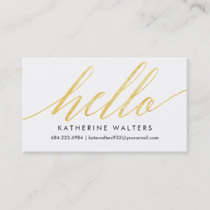 Shimmering Hello Gold Faux Foil Calling Card