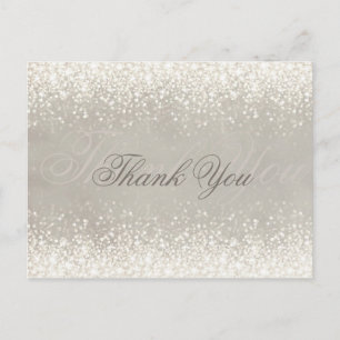 Shimmering Light Glitter Grey Thank You Postcard