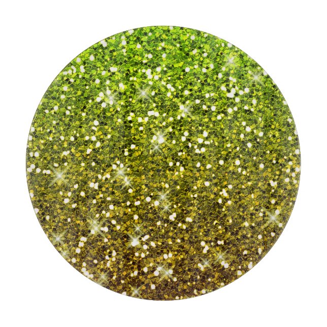 Shimmering Light Green Gold Glitters Cutting Board (Front)