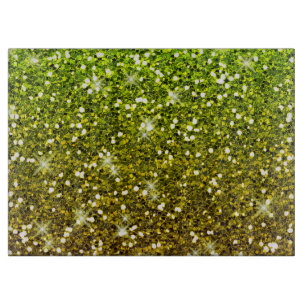 Shimmering Light Green Gold Glitters Cutting Board
